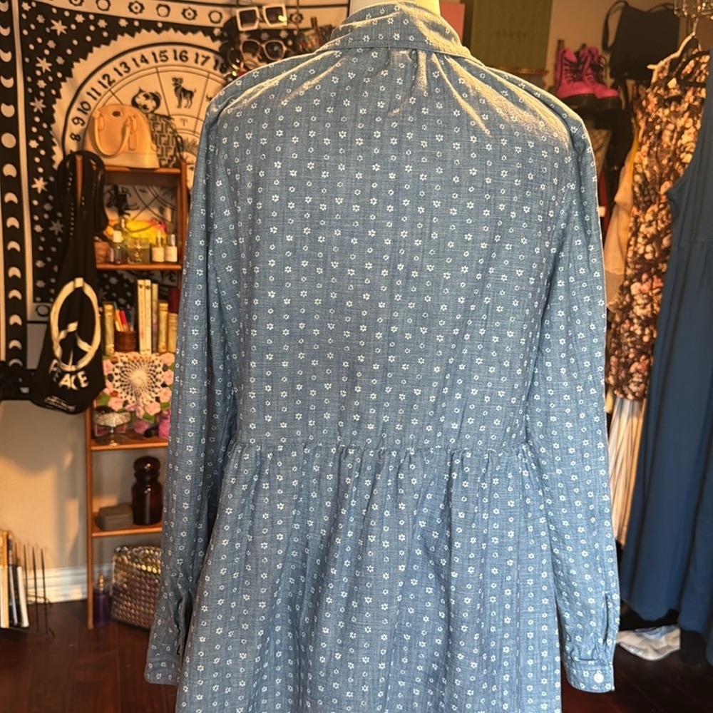 J. Crew Light Blue Polka Dot Button-Front Mini Dress - Picture 9 of 14